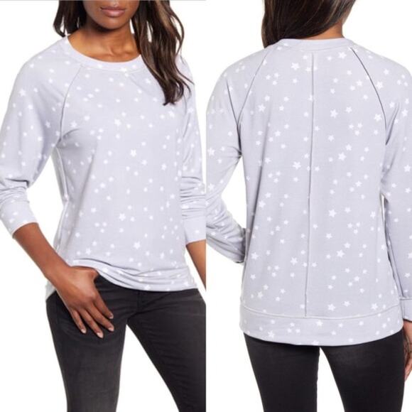 Caslon Lavender Gray with Stars Cozy Print Top Size Large - Picture 3 of 9